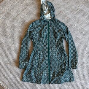 Prana Patterned Green Women's lightweight rain coat windbreaker size small